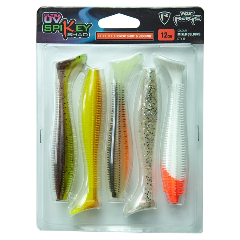 Fox Rage Spikey Shad 9cm (5-pack) - Mixed UV Pack 3 Fox Rage Spikey Shad 9cm (5-pack) - Mixed UV Pack
